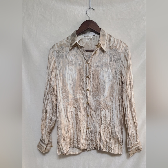 Vintage Escada Women's Silk Tiger Print Blouse Size 36 - Picture 1 of 8